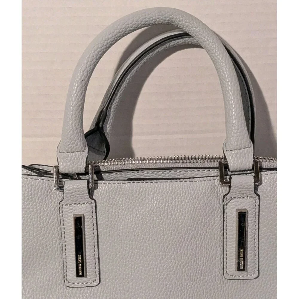 Steve Madden Crossbody Purse Attached Wallet Faux Leather Satchel Gray Pebbled